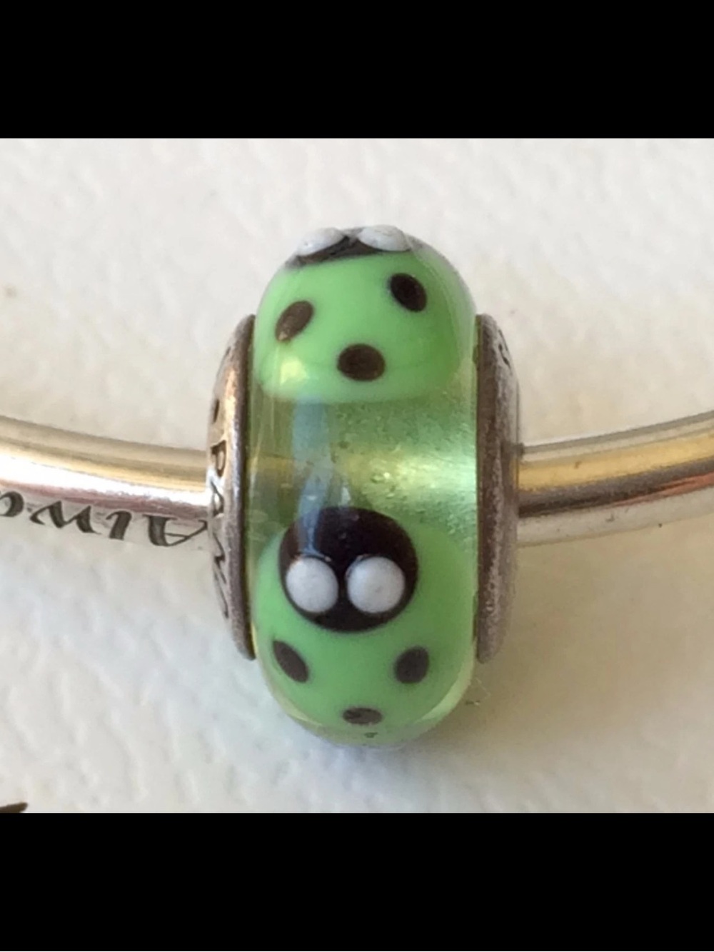 PANDORA 925 SILVER Cinnamon Ladybug Murano Glass Bead Charm Retired Genuine